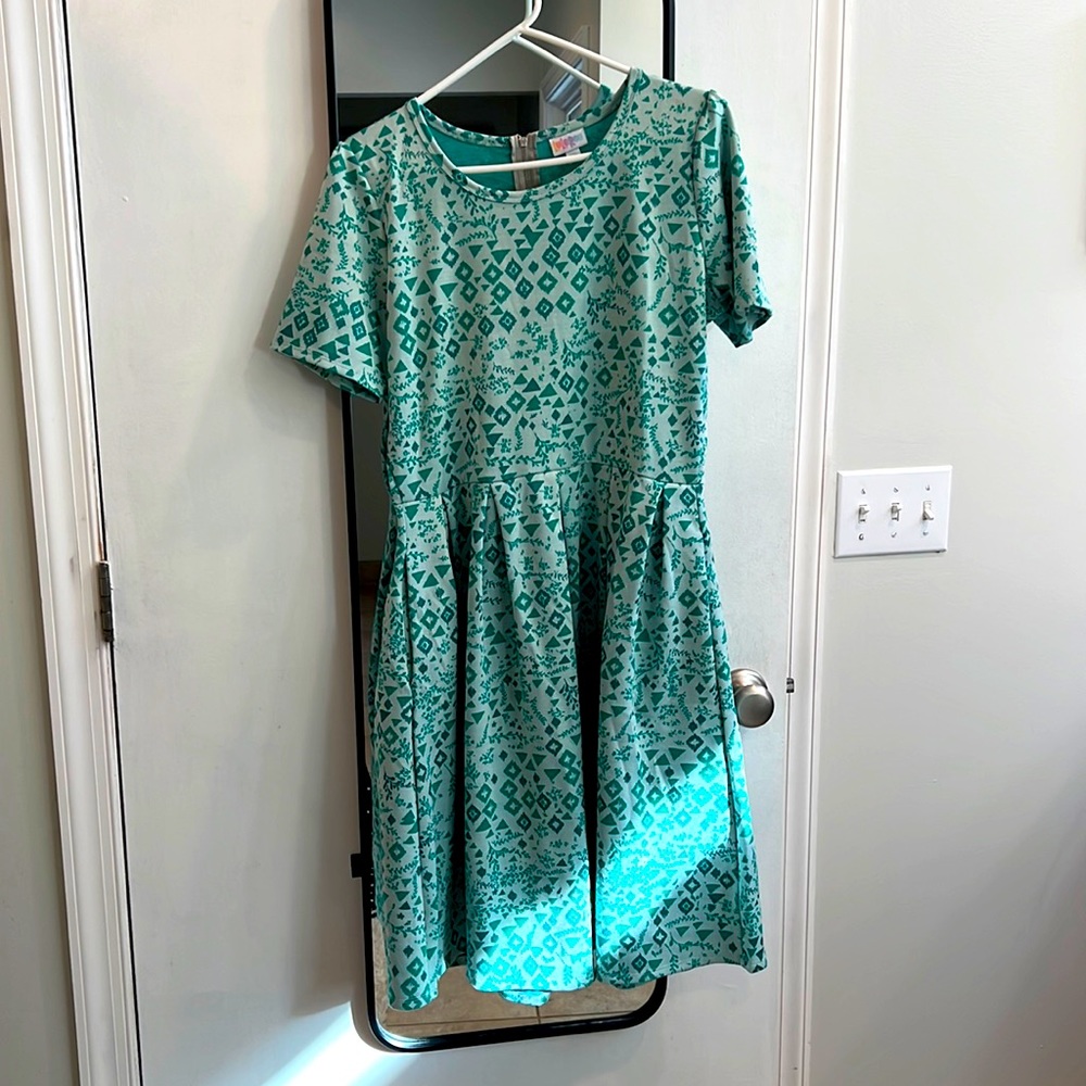 2X Amelia LuLaRoe empire waist dress with zipper and pockets